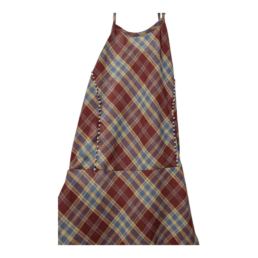 Chic, Plaid, Beaded Halter Dress. Creole Dress, Traditional Creole Pattern Dress - Picture 7 of 8